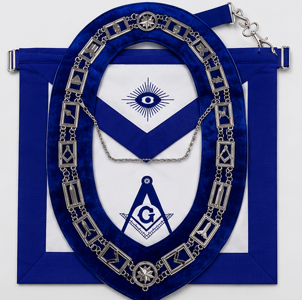 Masonic Regalia 3-Piece Set - Chain Collar, Apron & Gloves with Square & Compass - Image 3