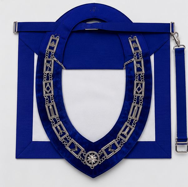 Masonic Regalia 3-Piece Set - Chain Collar, Apron & Gloves with Square & Compass - Image 2