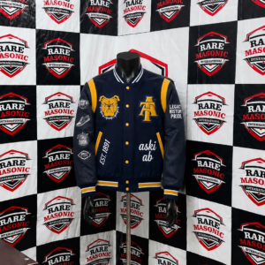 Custom Varsity Letterman Jacket - Navy & Gold with Bulldog Mascot Patch (Collegiate Style)