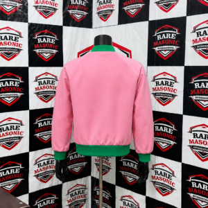 Alternative view of Custom Alpha Kappa Alpha Pink & Green Varsity Jacket – Greek Letter Apparel