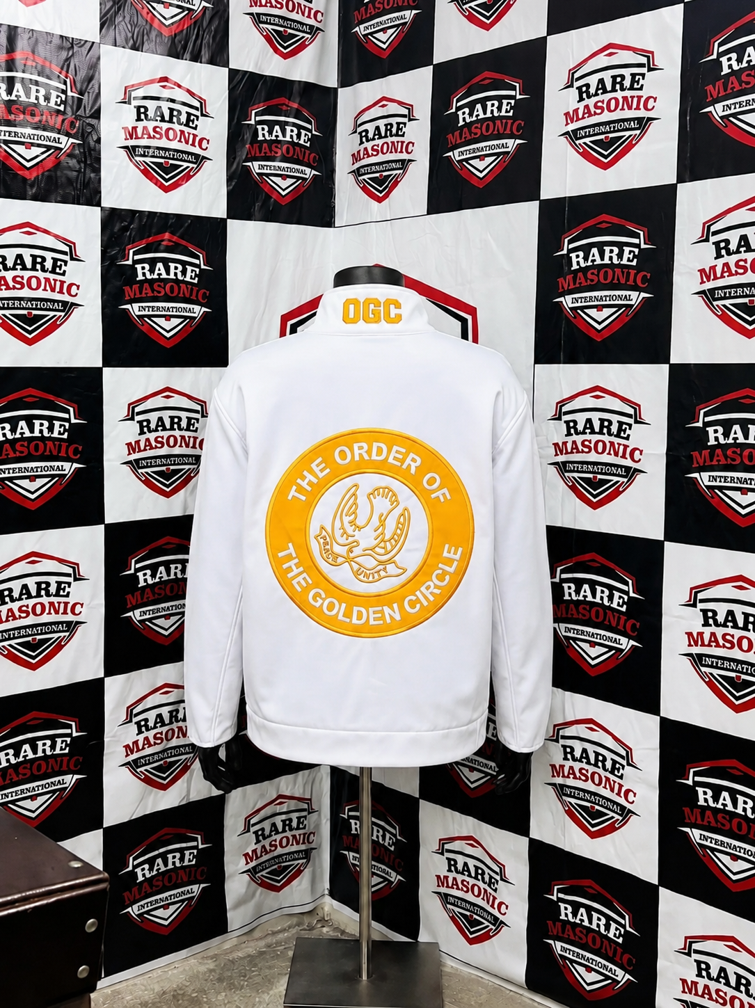 White & Gold Track Jacket – "OGC" Embroidered Custom Zip-Up Jacket - Image 2