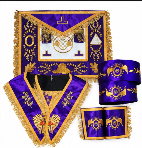 Purple & Gold Masonic Grand Lodge Regalia Set – Apron, Collar & Cuffs