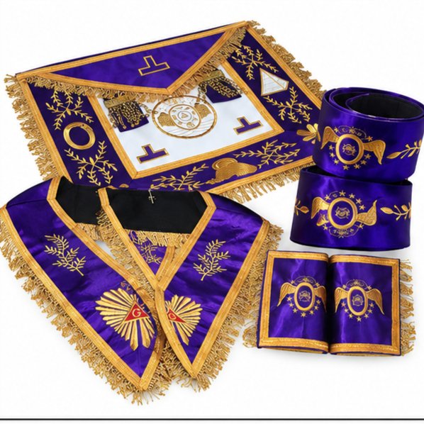 Purple & Gold Masonic Grand Lodge Regalia Set – Apron, Collar & Cuffs - Image 4