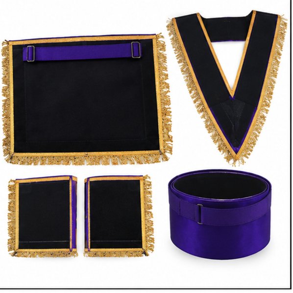 Purple & Gold Masonic Grand Lodge Regalia Set – Apron, Collar & Cuffs - Image 3