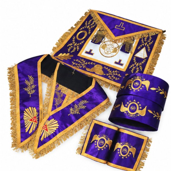 Purple & Gold Masonic Grand Lodge Regalia Set – Apron, Collar & Cuffs - Image 2