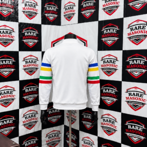 Alternative view of Order of the Eastern Star (OES) White Track Jacket - Multi-Color Striped Sleeves