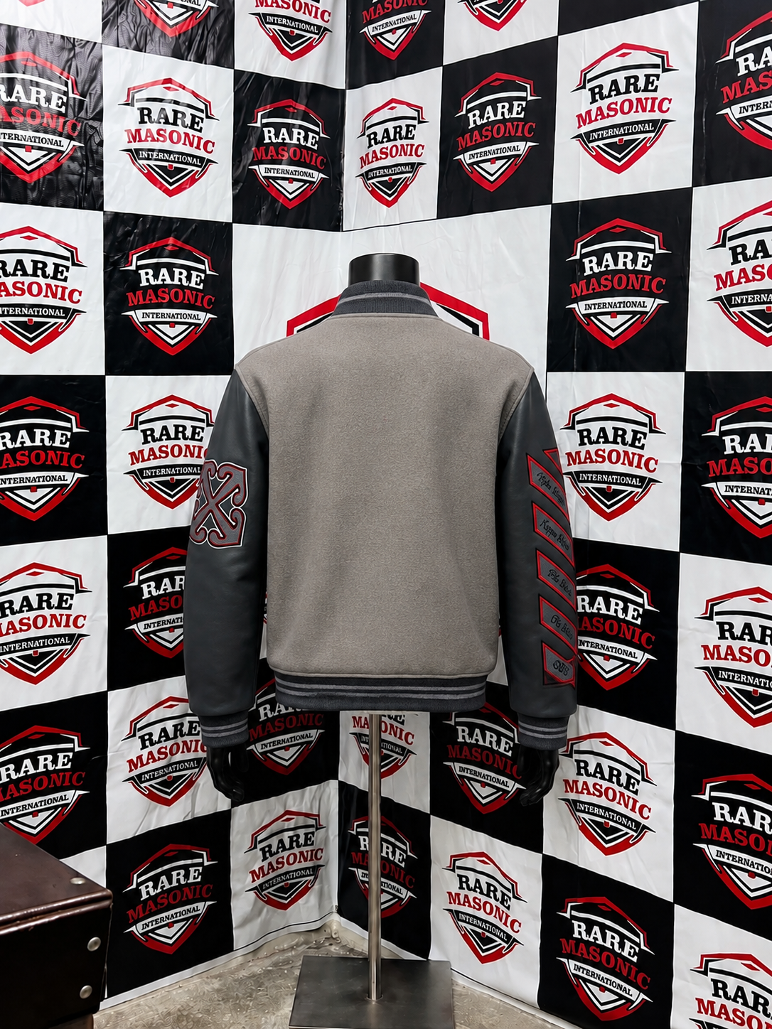 Grey & Charcoal Varsity Letterman Jacket – "Milan 1899" Embroidered Custom Baseball Jacket - Image 2