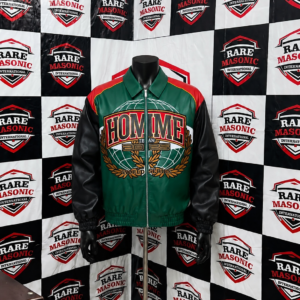 Custom Green & Black Leather Varsity Jacket