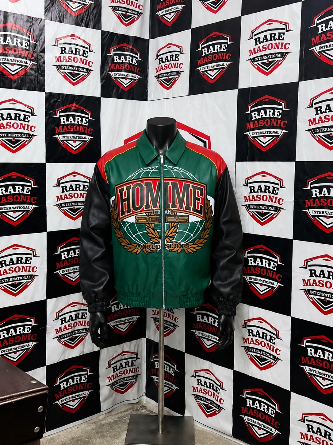 Custom Green & Black Leather Varsity Jacket