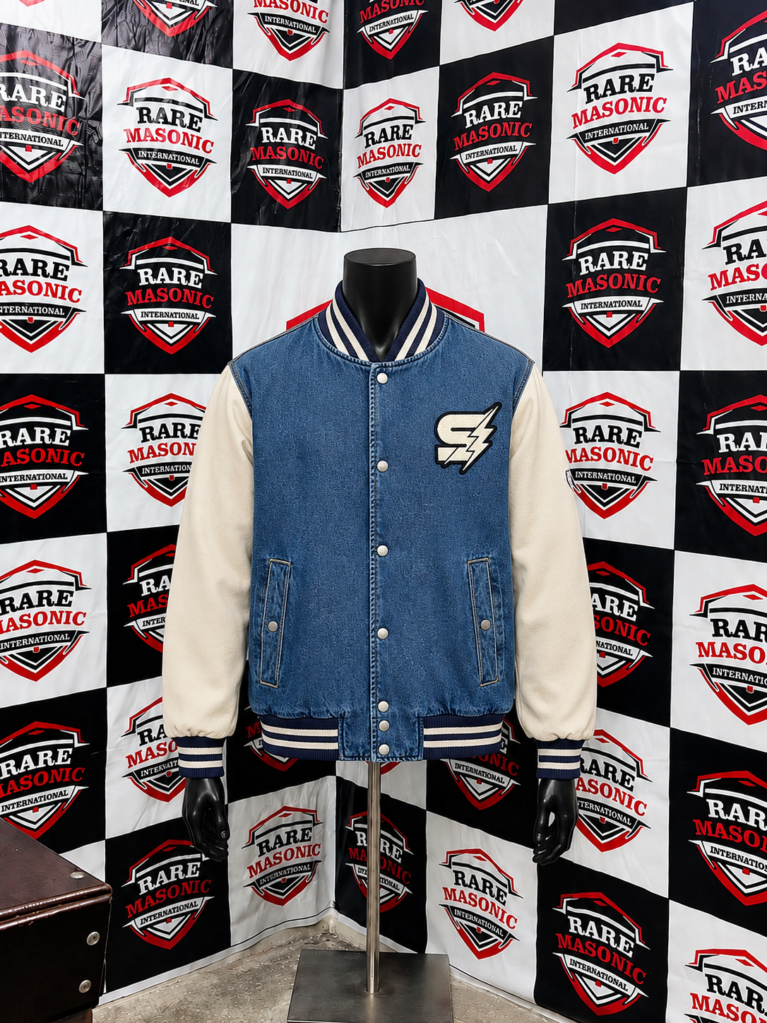 Denim & Cream Varsity Jacket – Custom Manufactured Letterman Jacket