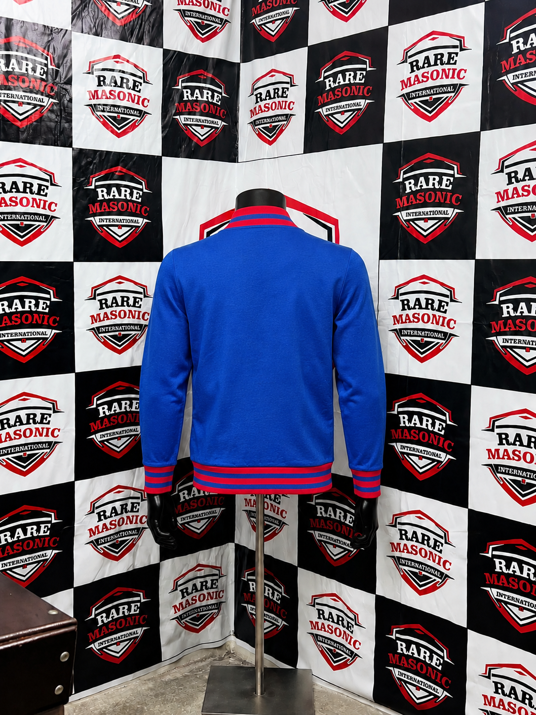 Order of the Eastern Star (OES) Blue Cardigan Sweater - Button-Up with Red Trim - Image 2