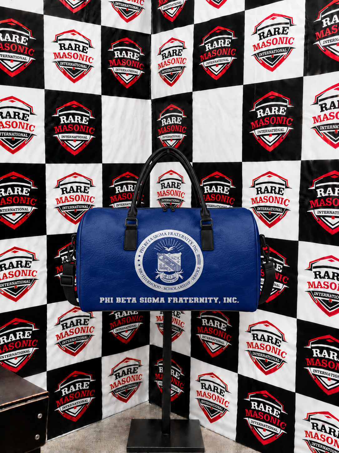 Blue Leather-Style Duffel Bag – Custom Manufactured Travel Bag