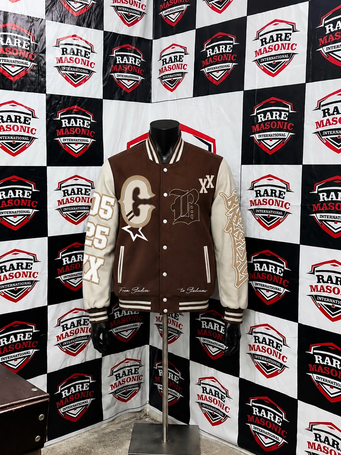 Brown & Cream Varsity Letterman Jacket – "C.B XX" Custom Baseball Jacket