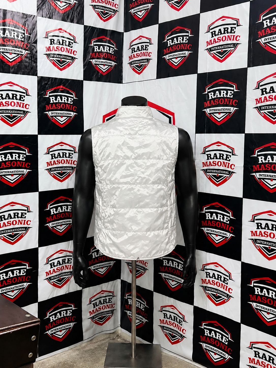 Order of the Eastern Star (OES) White Puffer Vest - Multi-Color Letters & Star Emblem - Image 2