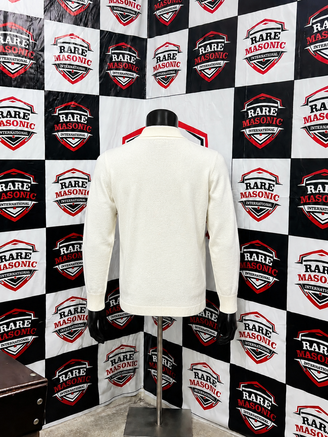 Order of the Eastern Star (OES) Cream Knit Cardigan Sweater - Shawl Collar - Image 2