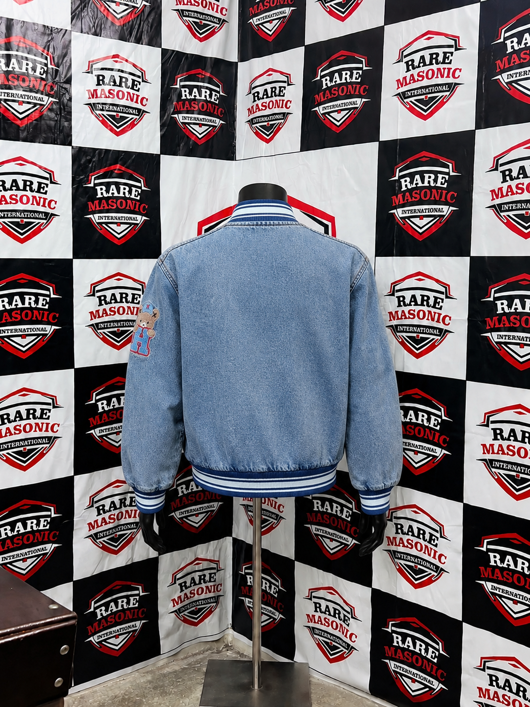 Custom Light Blue Denim Varsity Jacket - Image 2