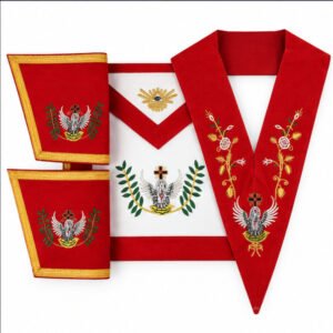 Masonic Rose Croix Regalia Set – Apron, Cuffs & Collar with Pelican Embroidery