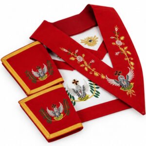 Alternative view of Masonic Rose Croix Regalia Set – Apron, Cuffs & Collar with Pelican Embroidery