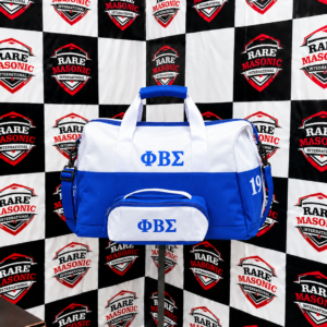 White & Blue Duffel Bag with Matching Pouch – Custom Manufactured Travel Set