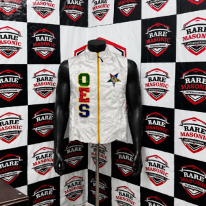 Order of the Eastern Star (OES) White Puffer Vest - Multi-Color Letters & Star Emblem