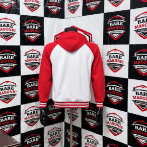 Alternative view of Order of the Eastern Star (OES) White & Red Raglan Hoodie - Multi-Color Letters & Emblem