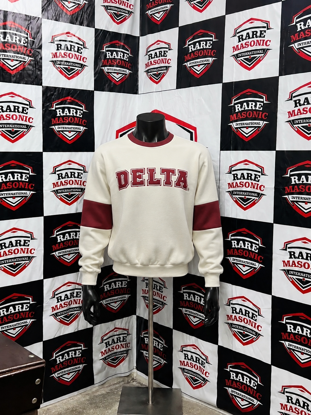 Cream & Maroon "DELTA" Sweatshirt – Custom Manufactured Crewneck