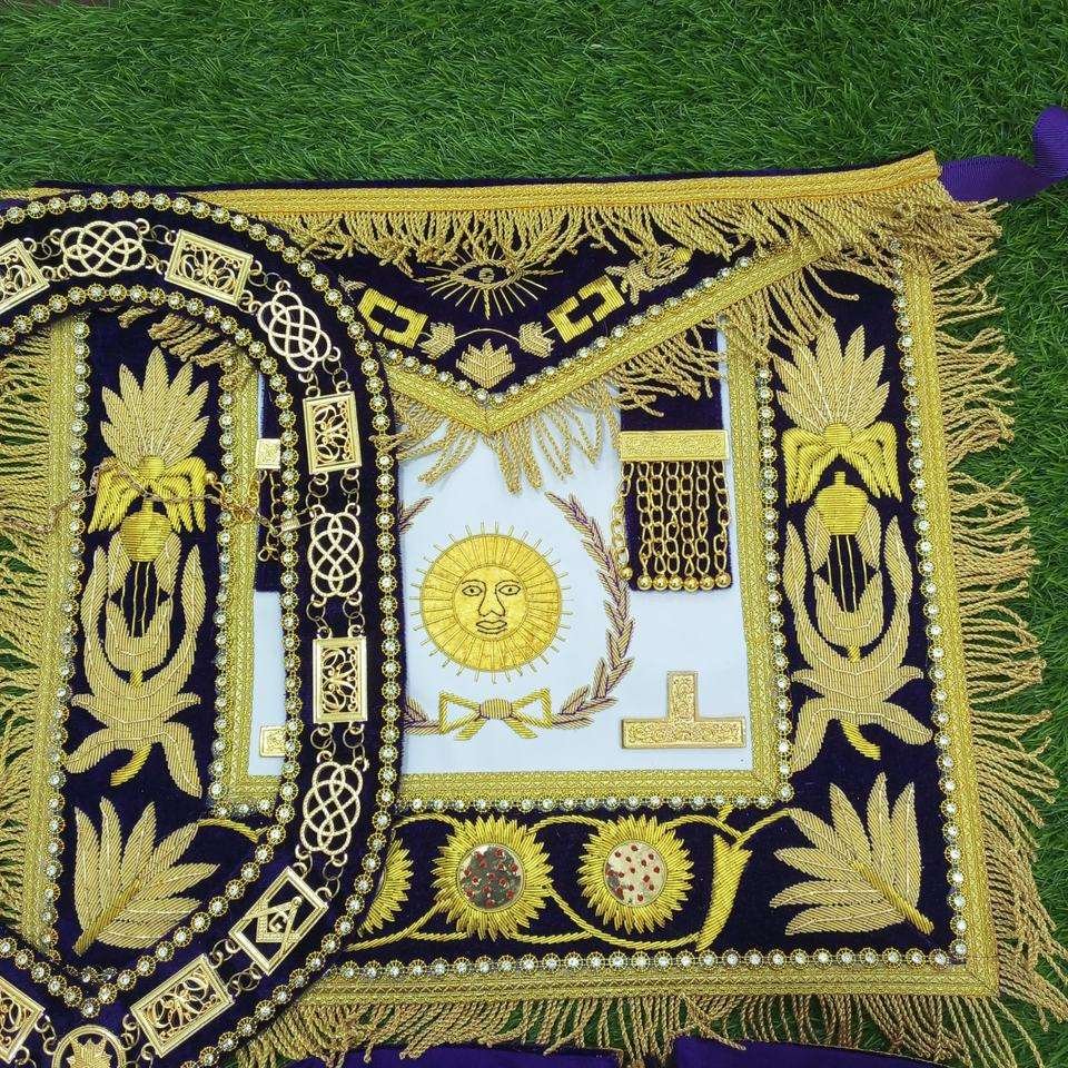 Premium Masonic Regalia Set – Purple & Gold Embroidered Ceremonial Regalia - Image 3