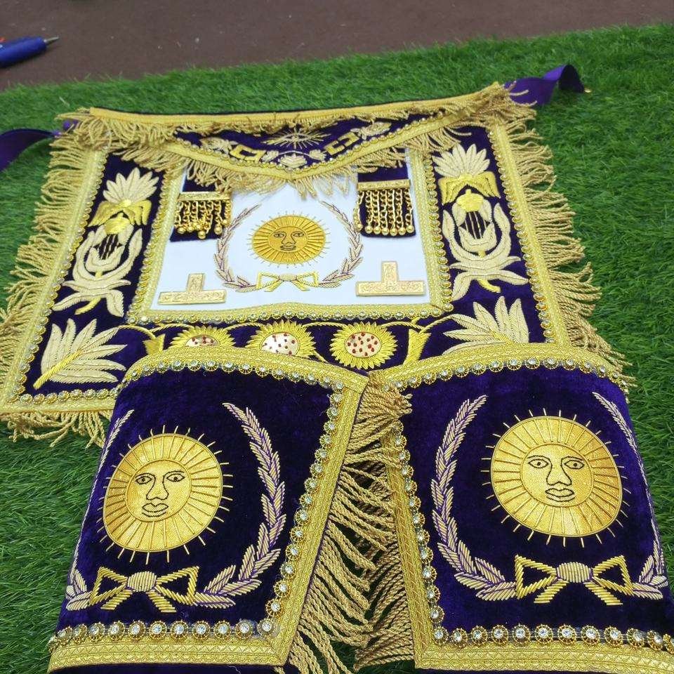 Premium Masonic Regalia Set – Purple & Gold Embroidered Ceremonial Regalia - Image 5