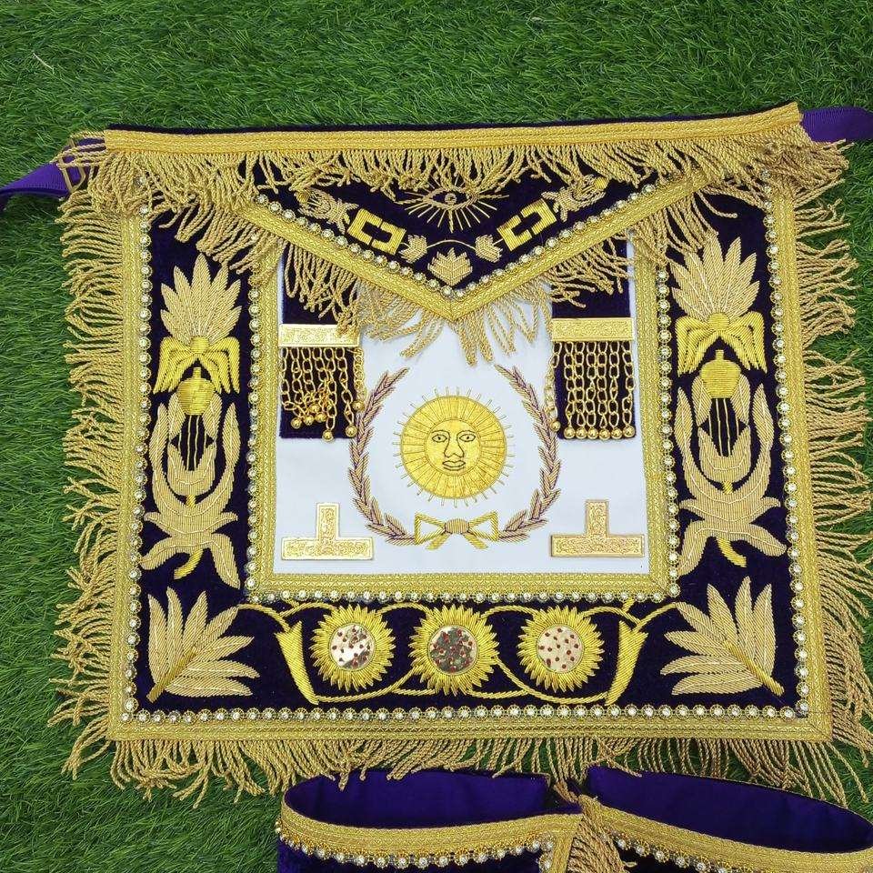 Premium Masonic Regalia Set – Purple & Gold Embroidered Ceremonial Regalia - Image 6