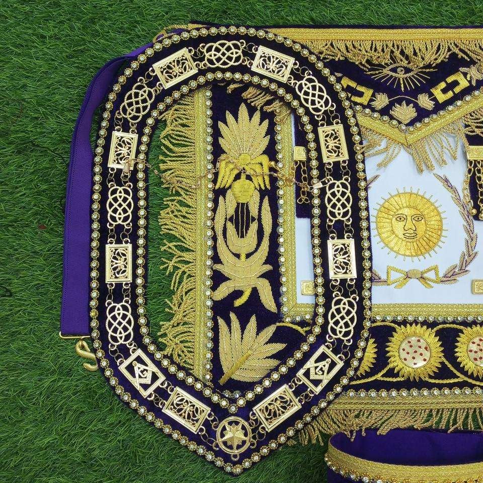 Premium Masonic Regalia Set – Purple & Gold Embroidered Ceremonial Regalia - Image 4
