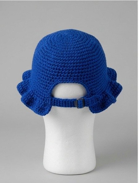 Sigma Gamma Rho ΣΓΡ Ruffled Crochet Bucket Hat - Gold & Blue Knitted Greek Letters - Image 3