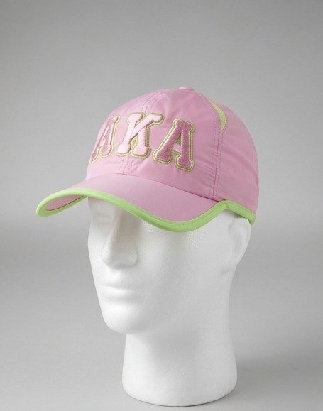 Alpha Kappa Alpha ΑΚΑ Pink Baseball Cap - Chenille Greek Letters with Green Trim