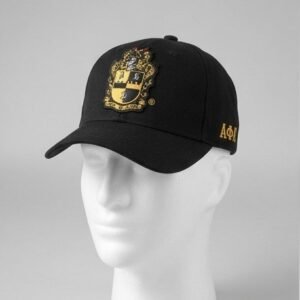 Alpha Phi Alpha ΑΦΑ Black Baseball Cap - Gold Embroidered Crest Emblem