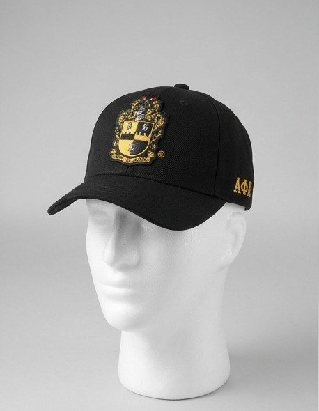 Alpha Phi Alpha ΑΦΑ Black Baseball Cap - Gold Embroidered Crest Emblem