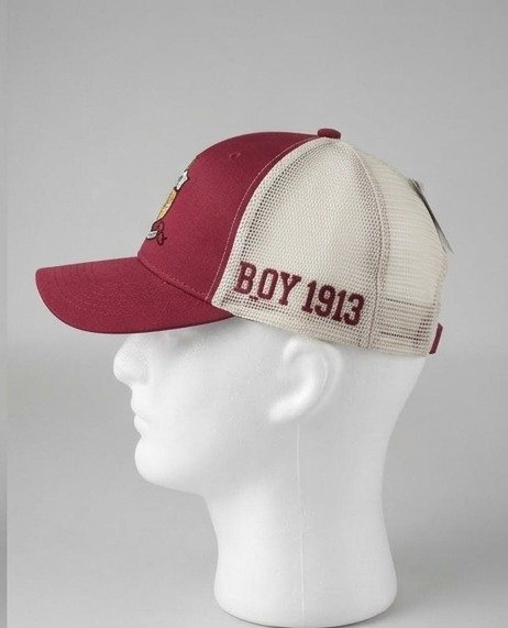 Maroon & Cream Trucker Cap with Fraternity Crest Emblem - Mesh Back Snapback - Image 4