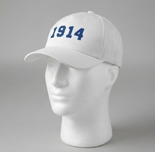 1914 White Baseball Cap - Blue Embroidered Varsity Number Dad Hat - Image 2