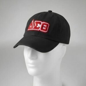 Delta Sigma Theta ΔΣΘ Black Baseball Cap - Red Embroidered Greek Letters Dad Hat