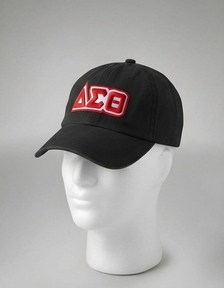 Delta Sigma Theta ΔΣΘ Black Baseball Cap - Red Embroidered Greek Letters Dad Hat