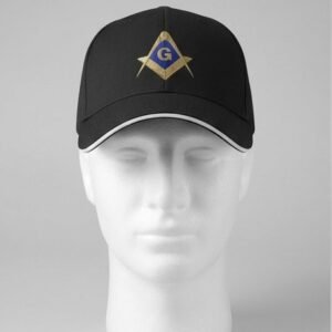 Masonic Square & Compass Gold Emblem Baseball Cap - Black