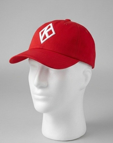 Red Baseball Cap with White Diamond "K" Embroidered Emblem - Image 3