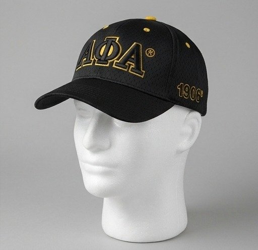 Alpha Phi Alpha ΑΦΑ Black Mesh Baseball Cap - Gold Outline 3D Embroidered Letters - Image 2