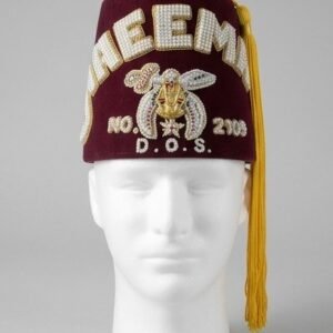 Daughters of the Sphinx (D.O.S.) Maroon Fez Cap with Pearl Emblem & Gold Tassel