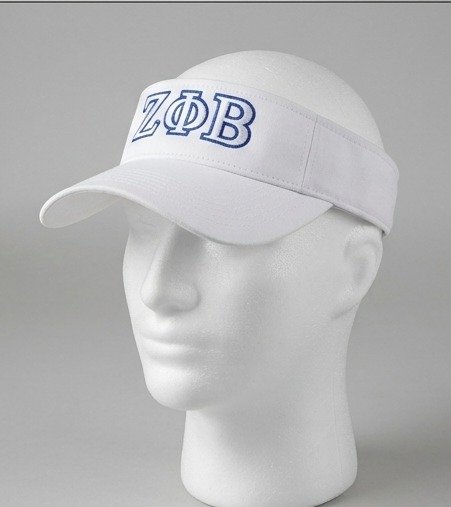 Zeta Phi Beta ΖΦΒ White Visor - Blue Embroidered Greek Letters - Image 4