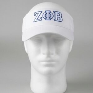 Zeta Phi Beta ΖΦΒ White Visor - Blue Embroidered Greek Letters