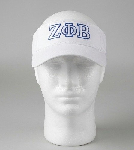 Zeta Phi Beta ΖΦΒ White Visor - Blue Embroidered Greek Letters