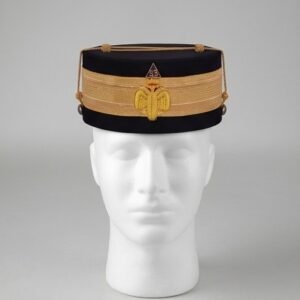 Scottish Rite 33rd Degree Black Crown Cap with Double-Headed Eagle Emblem - Masonic Regalia