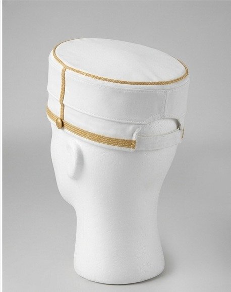 White Ceremonial Crown Cap with Gold Braid Trim - Masonic Regalia - Image 4