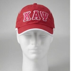 Kappa Alpha Psi ΚΑΨ Red Baseball Cap - 3D Embroidered Greek Letters with White Trim