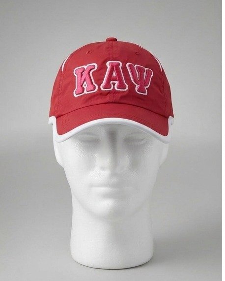 Kappa Alpha Psi ΚΑΨ Red Baseball Cap - 3D Embroidered Greek Letters with White Trim