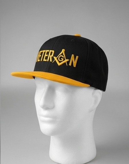Masonic Veteran Gold Embroidered Snapback Cap - Black & Gold - Image 4